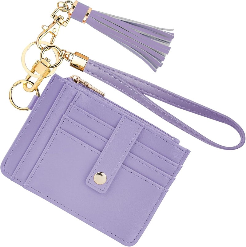 KNGITRYI Small Wristlet Wallets for Women RFID Credit Card Holder Wallet Keychain Wristlet Wallet Credit Card Wallets for Women (Purple) - Image 1